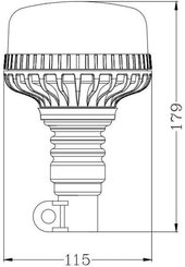 Pièces agricoles - Eclairage - Gyrophare LED, profil bas, 17 W, 12-24 V, verte, montage sur poteau flexible, Ø 115 mm x 179 mm