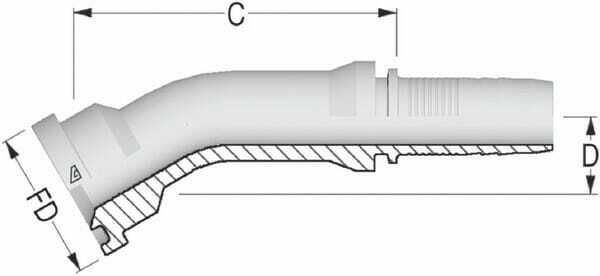 Pièces agricoles - Hydraulique - Raccord à bride DN20-Ø44,5 30°