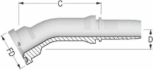 Pièces agricoles - Hydraulique - Raccord à bride DN20-Ø44,5 30°
