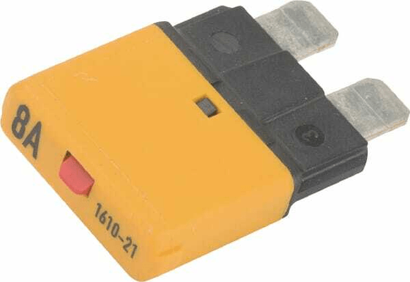 Pièces agricoles - Eclairage - Fusible réinitialisation manuelle thermique 28V 8A longueur 34,4mm orange E.T.A