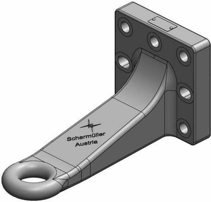 Pièces agricoles - Tracteur pièce adaptable - Oeillet de remorquage diamètre 50mm 145x145 déporté L340 DIN 9678-2