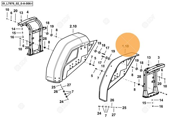 Pièces agricoles - Cabine et structure - LH MUDGUARD