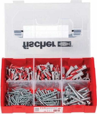 Pièces agricoles - Fasteners - FixTainer Chevilles tous matériaux DuoPower avec vis / Boite de 105