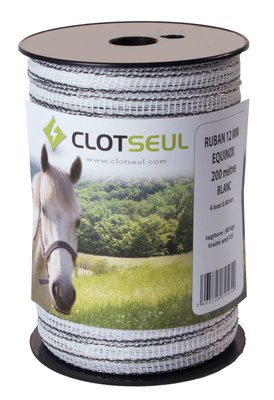 Pièces agricoles - Cloture,Jardin & Sylviculture - RUBAN EQUINOX 12.5 mm 200 M BLANC- 4 INOX 0.40