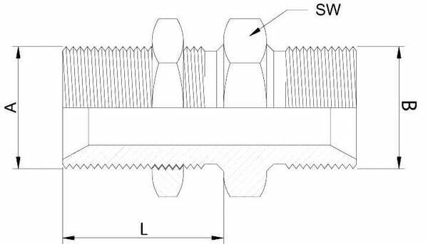 Pièces agricoles - Hydraulique - Raccord cloison lg M/M 1/2"BSP