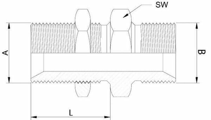 Pièces agricoles - Hydraulique - Raccord cloison lg M/M 1/2"BSP