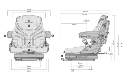 Pièces agricoles - Pièce divers - Siège Primo XL Plus tissu 12 V basse fréquence Grammer