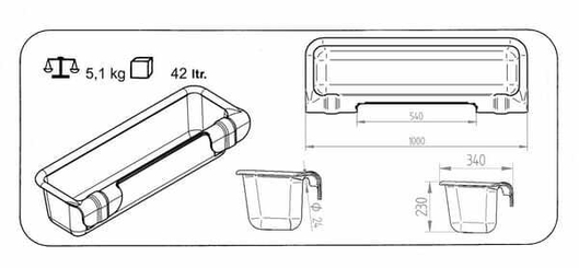 Pièces agricoles - Cloture,Jardin & Sylviculture - Auge à suspendre 100cm 42l model 1024