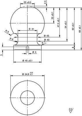 Pièces agricoles - Hydraulique - Tige avec rotule D55