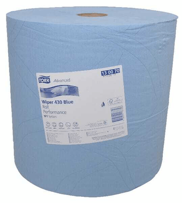 Chimie - Chimie divers - Essuie-tout, rouleau bleu, 37cm x 340m, 2 plis, extérieur Ø390mm, gaufré, Tork