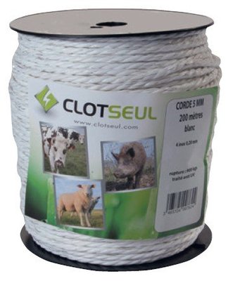 Pièces agricoles - Cloture,Jardin & Sylviculture - CORDE 5 MM STANDARD 200 M BLANC-4 INOX 0.20
