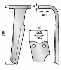 Pièces agricoles - Travail du sol - Dent herse G p/Rabe KG41 E70
