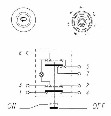 Pièces agricoles - Electricité - Interrupteur à poussoir, essuie-glaces, rond, jaune