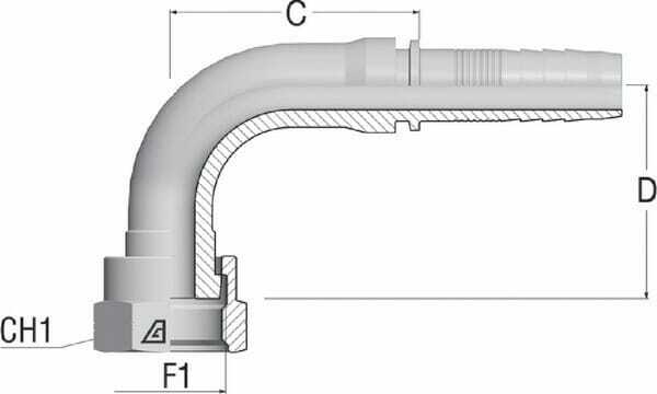 Pièces agricoles - Hydraulique - Embout F NS-DN20-1.3/16ORFS90
