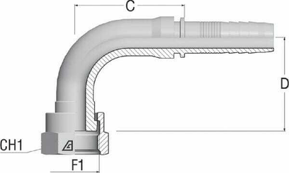 Pièces agricoles - Hydraulique - Embout F NS-DN20-1.3/16ORFS90