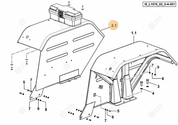 Pièces agricoles - Cabine et structure - RH FENDER ASSY+74mm