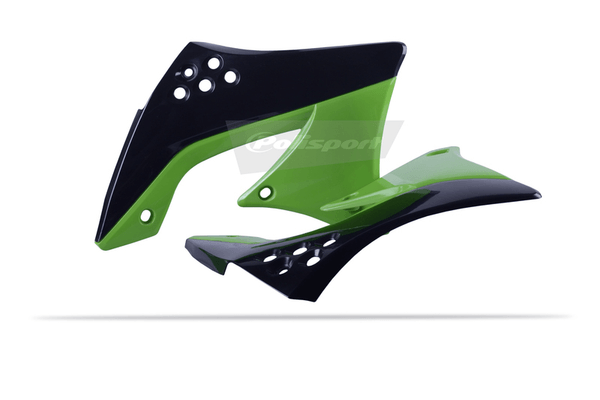 Pièces Quad & Motos - Plastiques - Ouïes de radiateur POLISPORT couleur origine noir/vert Kawasaki KX450F