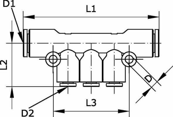 Pièces agricoles - Pièce pneumatique - Distributeur T 3 voies, 6-4-6