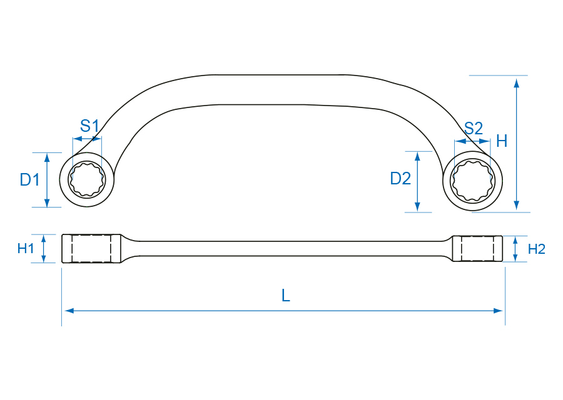 Outils - Outils divers - Clé polygonale demi-lune 10 x 12mm