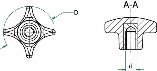 Pièces agricoles - Fasteners - Volant, filet fem. 80mm M16