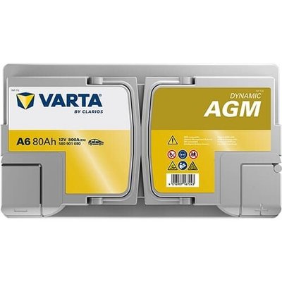 Pièces agricoles - Eclairage - Battery 12V 80Ah 800A A6 VARTA Dynamic AGM