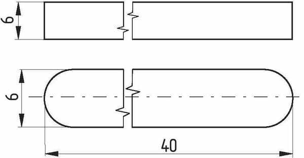 Pièces agricoles - Fasteners - Clavette parallèle à bouts arrondis 6 x 6 x 40