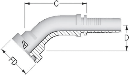 Pièces agricoles - Hydraulique - Embout NS-DN25+bride Ø 41,3