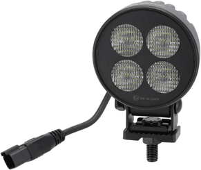 Pièces agricoles - Eclairage - Phare de travail LED, 24W, 2556lm, ronde, 12/24V, blanche, 83,9x99,5x59mm prise Deutsch, faisceau large, 4LED