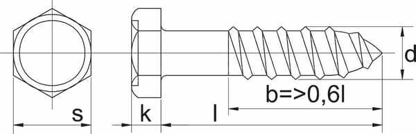 Pièces agricoles - Fasteners - Vis à bois, Ø 12x100, hexagonal, acier inoxydable, tirefond