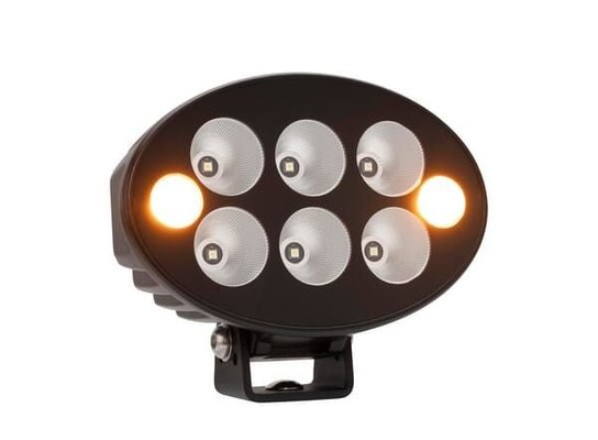 Pièces agricoles - Eclairage - Phare de travail + feu de signalisation LED orange, 36W, 3500lm, ovale, 12/24V, 155x105x58mm, faisceau diffus, 6+2LED's, Black