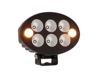 Pièces agricoles - Eclairage - Phare de travail + feu de signalisation LED orange, 36W, 3500lm, ovale, 12/24V, 155x105x58mm, faisceau diffus, 6+2LED's, Black
