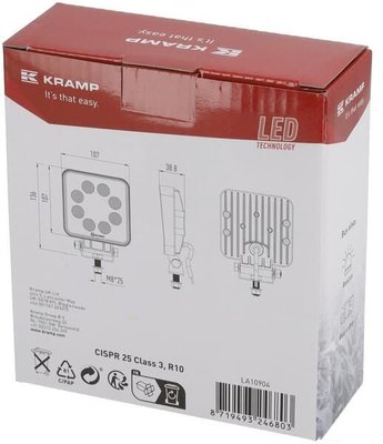 Pièces agricoles - Eclairage - Phare de travail LED, 27W, 2376lm, rectangulaire, blanche, 107x38.8x136mm, projecteur, Kramp (boîte de 10 pièces)