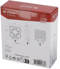 Pièces agricoles - Eclairage - Phare de travail LED, 27W, 2376lm, rectangulaire, blanche, 107x38.8x136mm, projecteur, Kramp (boîte de 10 pièces)