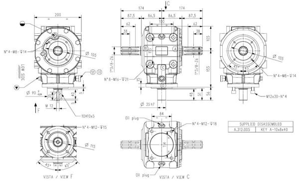 Pièces agricoles - Transmission - Boîtier T-312A 1:2,5