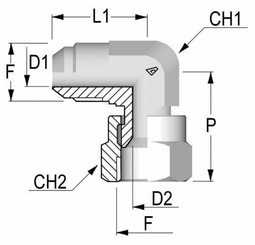 Pièces agricoles - Hydraulique - Raccord coude orientable JIC/UNF 1 1/16