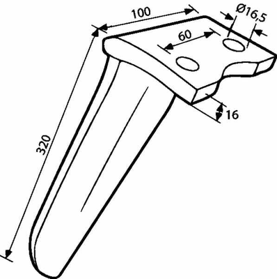 Pièces agricoles - Travail du sol - Dent de herse Howard Droite