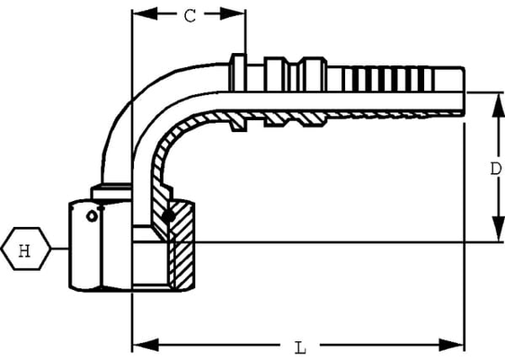 Pièces agricoles - Hydraulique - Raccord à sertir 4SH-DN20-1,1/16" UNF-90°