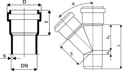 Pièces agricoles - Hydraulique - Pièce Y PVC 160/110 mm x 45°