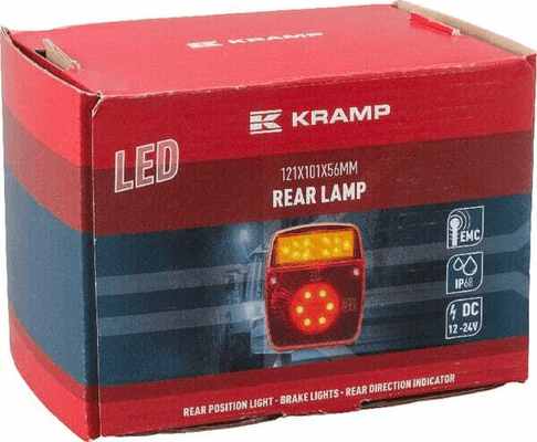 Pièces agricoles - Eclairage - Feu arrière multifonction LED carré, 12-24V, 121x101x56mm, Kramp