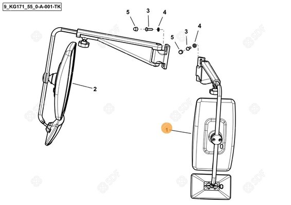 Pièces agricoles - Cabine et structure - REARVIEW MIRROR LH D222