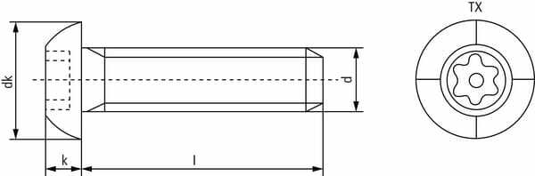 Pièces agricoles - Fasteners - Vis droite M8x40 Torx pin inox