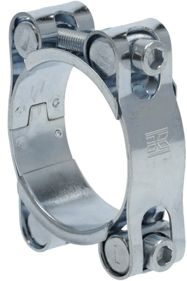 Pièces agricoles - Fasteners - Collier de serrage, 50-60 mm double boulon, double bande DIN912 zingué Kramp