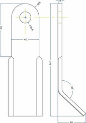 Pièces agricoles - Aménagements paysagers - Fléau 60x8x245 D25 Lagarde