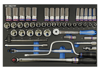 Outils - Outils divers - Module mousse + PP  47 pièces douilles 1/2" et accessoires
