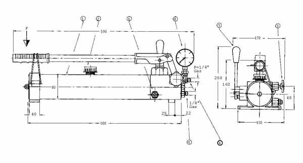 Pièces agricoles - Hydraulique - Pompe à main HP 2P/Q4 VN incl.