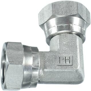 Pièces agricoles - Hydraulique - Raccord tournant F/F 3/8" BSP 90° SS