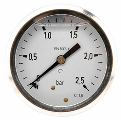 Pièces agricoles - Hydraulique - Manomètre Ø63 0-2,5bar ¼" ar.