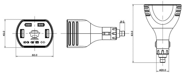 Pièces agricoles - Eclairage - Unité d'affichage, prise de charge avec USB 12 V/5 V