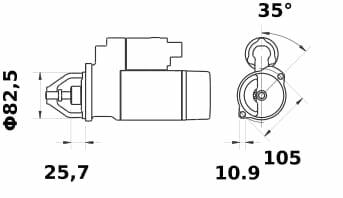 Pièces agricoles - Eclairage - Démarreur 12V 2,6kW, 9-dents, Mahle