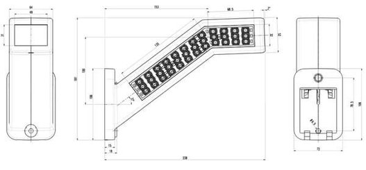 Pièces agricoles - Eclairage - Feu arrière multifonction LED, droit, rouge/orange/blanc, 12-24 V, 238 x 181 x 72 mm